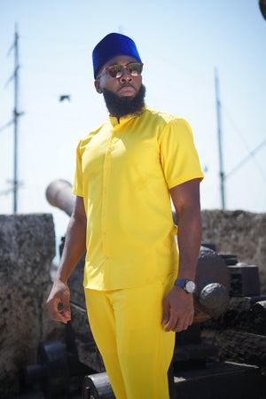 Yellow Kaftan Short Sleeve Lineage Set