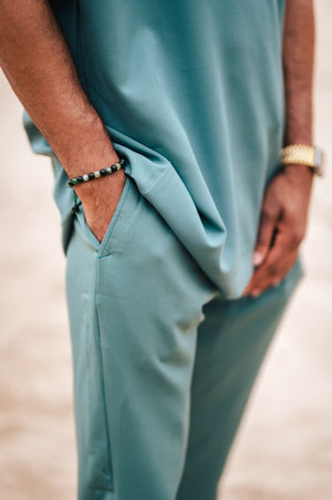 Teal Kaftan Crepe Set