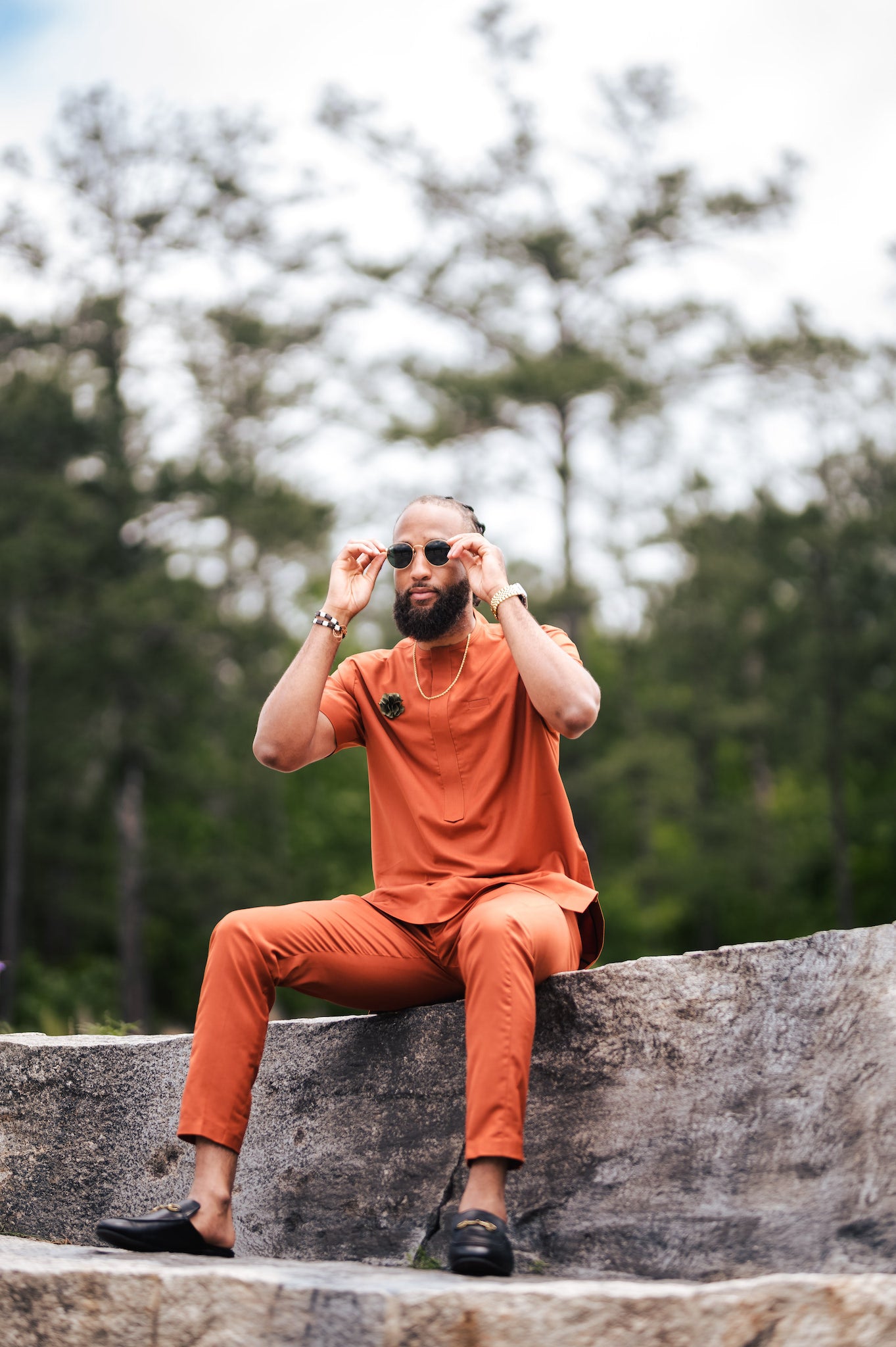 Burnt Orange Kaftan Traditional Set